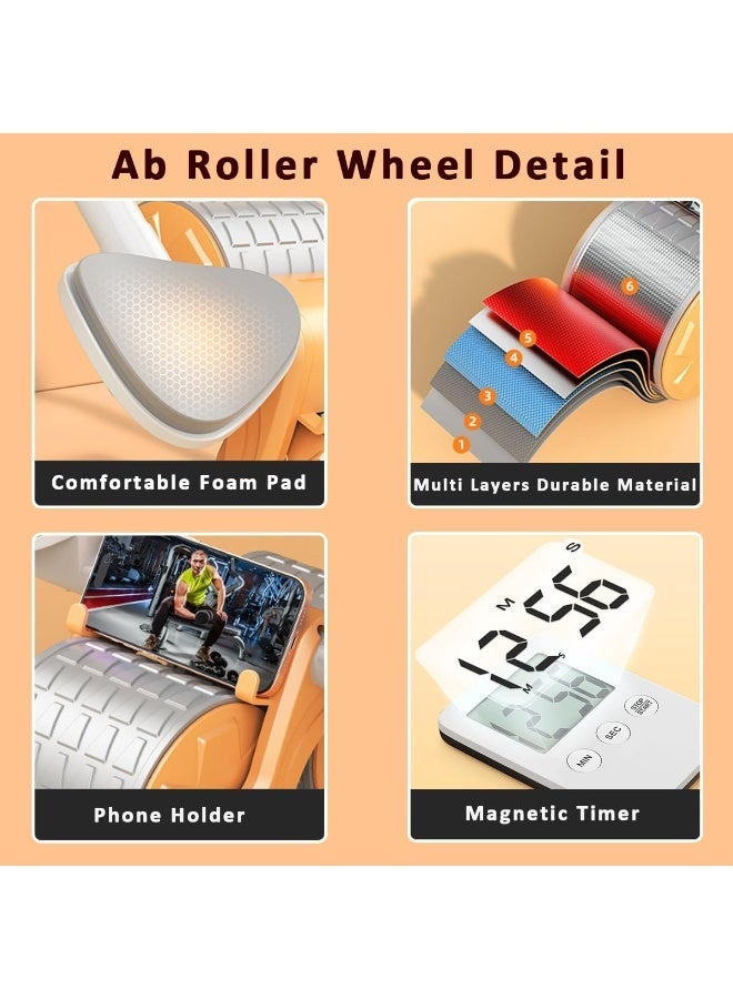 Denx Automatic Rebound Ab Roller Wheel with Elbow Support & Timer, Abdominal Core Exercise Equipment for Home Gym Workout - Image 3